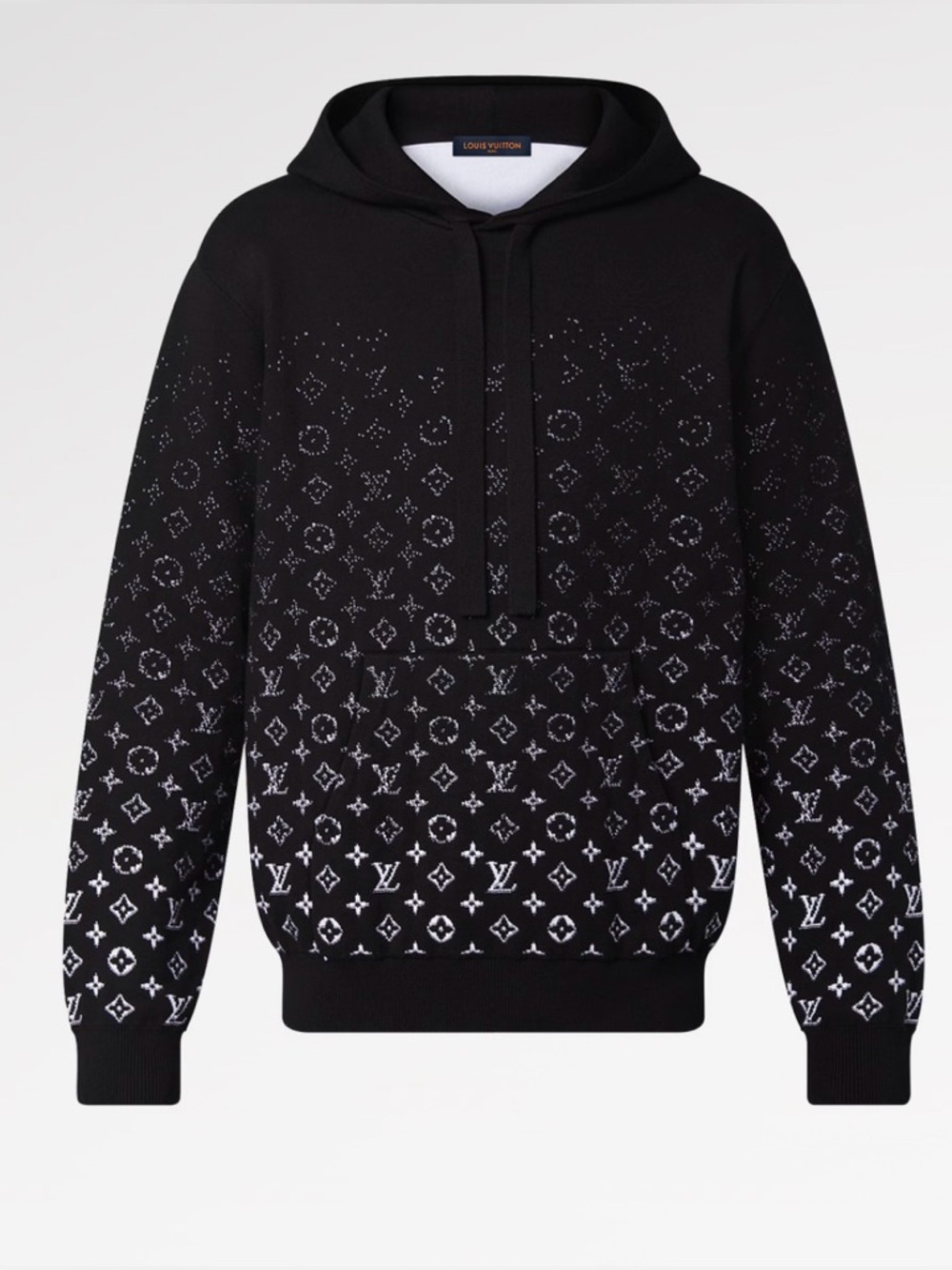 Louis Vuitton Black Hoodie with Navy and Gold Logo Tag size L men